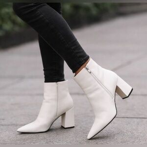 Marc Fisher Glorena Leather Ankle Boot – Size 8M – Pointed Toe Block Heel